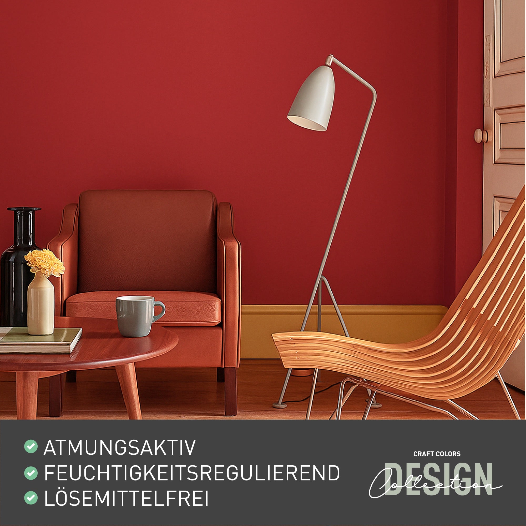 Wandfarbe edelmatt rot (Laubrot) No. 451 Design Collection 5L - Craft Colors